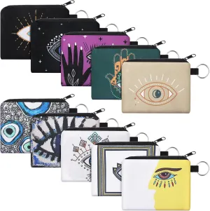 10 Pieces Small Coin Purse Boho Change Purse Pouch Mini Wallet Coin Bag with Zipper for Women Girls