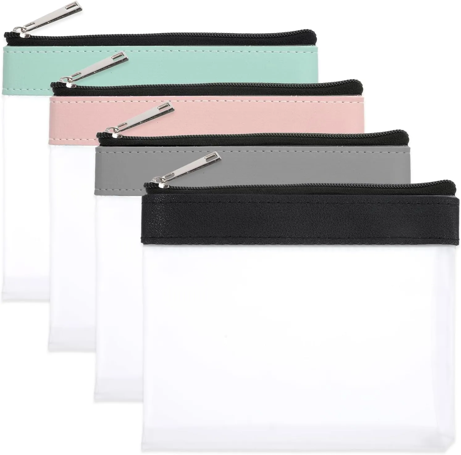 4 Pcs Small Clear Makeup Bag,Small Makeup Bag for Purse Portable Mini Zipper Pouch Small Zipper Pouch for Purse Lipstick Coin Keys Cards Women Aesthetic Stuff