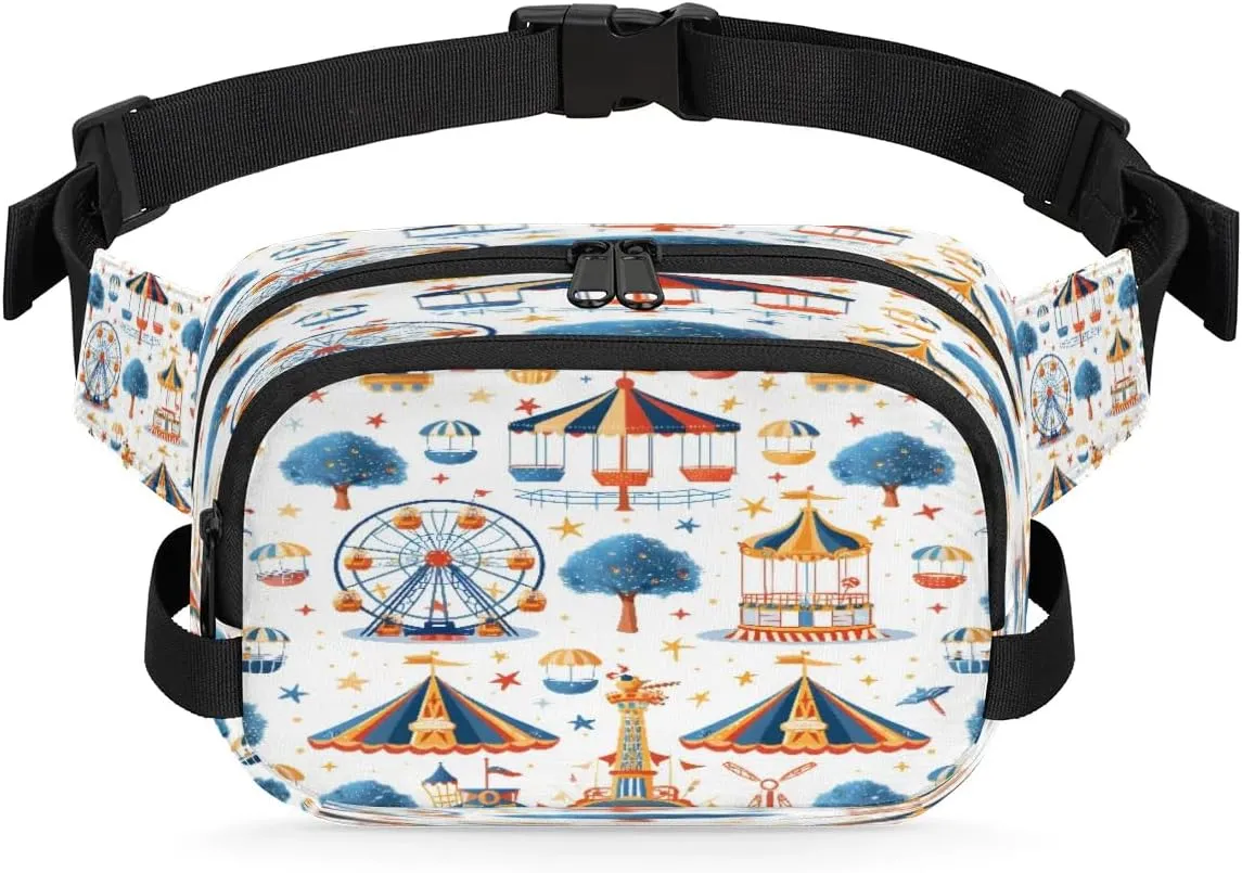 Amusement Park Ferris Wheel Carousel Fanny Pack Waist Hip Bum Bag with Adjustable Belt Lightweight and Comfortable for Men and Women for Travel Sports Hiking Hiking Camping