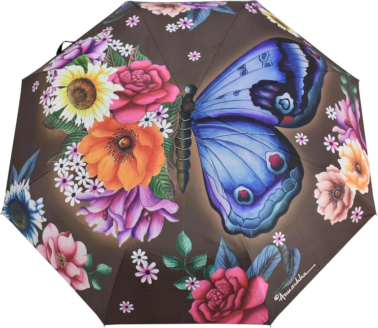 Anuschka Umbrella AUTO Open/Close - UPF 50  - 38 Waterproof Windproof Canopy - Fits in Handbag - Windproof Flexible Fiberglass