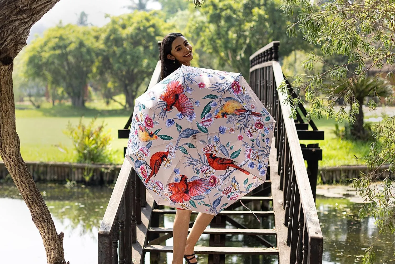 Anuschka Umbrella AUTO Open/Close - UPF 50  - 38 Waterproof Windproof Canopy - Fits in Handbag - Windproof Flexible Fiberglass