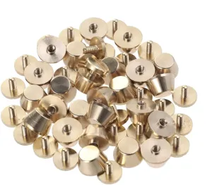 Artibetter 25Pcs Copper Studs Accessories for Bags Tower Head Screw Base Durable Rivets for Handbags Belts and Crafts Golden Finish