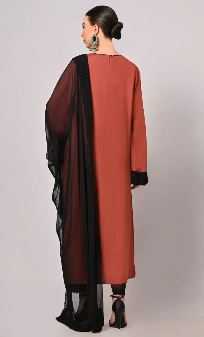 Artistry in Sequins: Hand Embroidered Root Bear Salwar Kameez Set