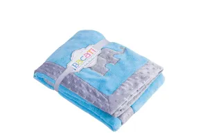 Bacati Elephants Blankets, Aqua with Grey Border