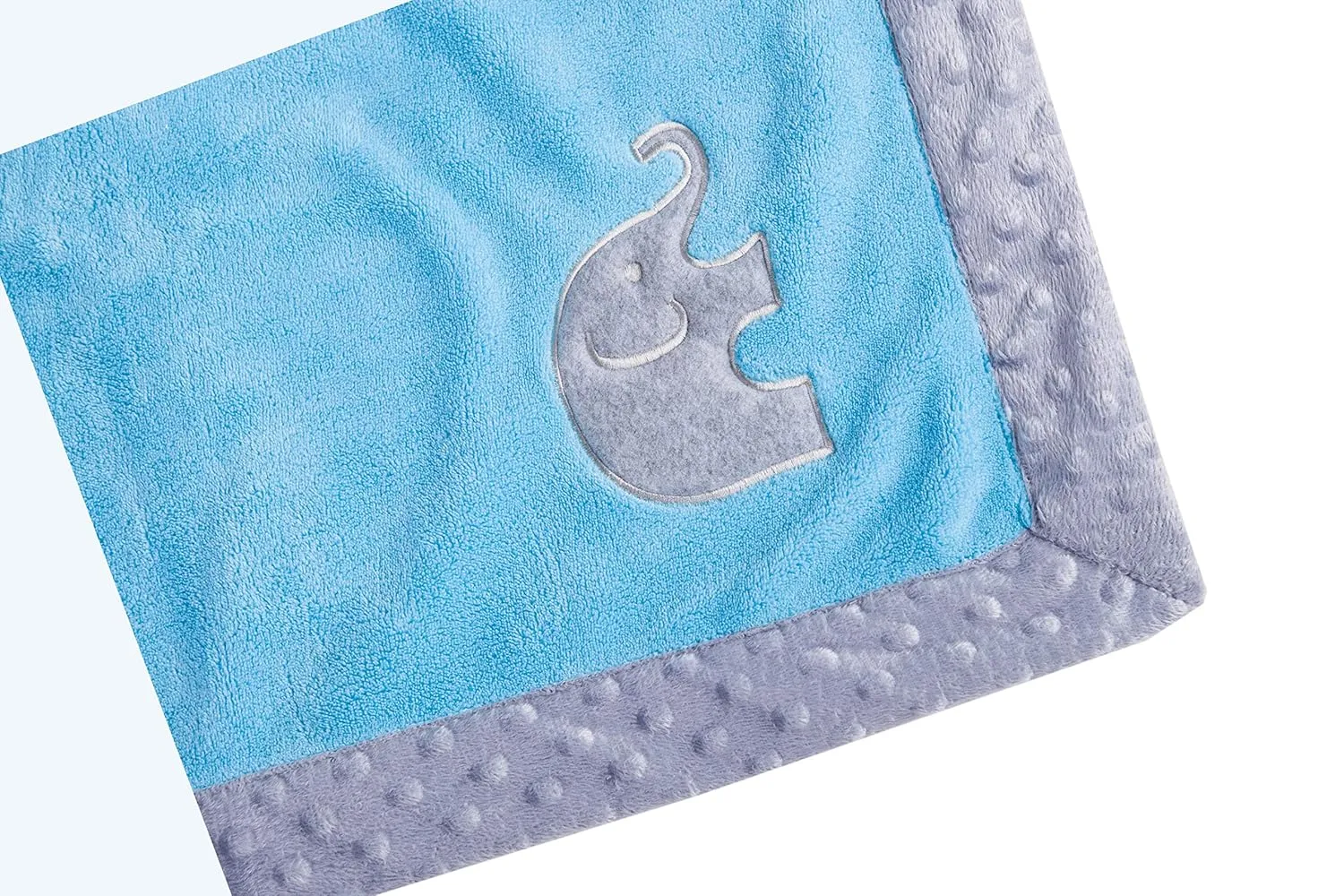 Bacati Elephants Blankets, Aqua with Grey Border