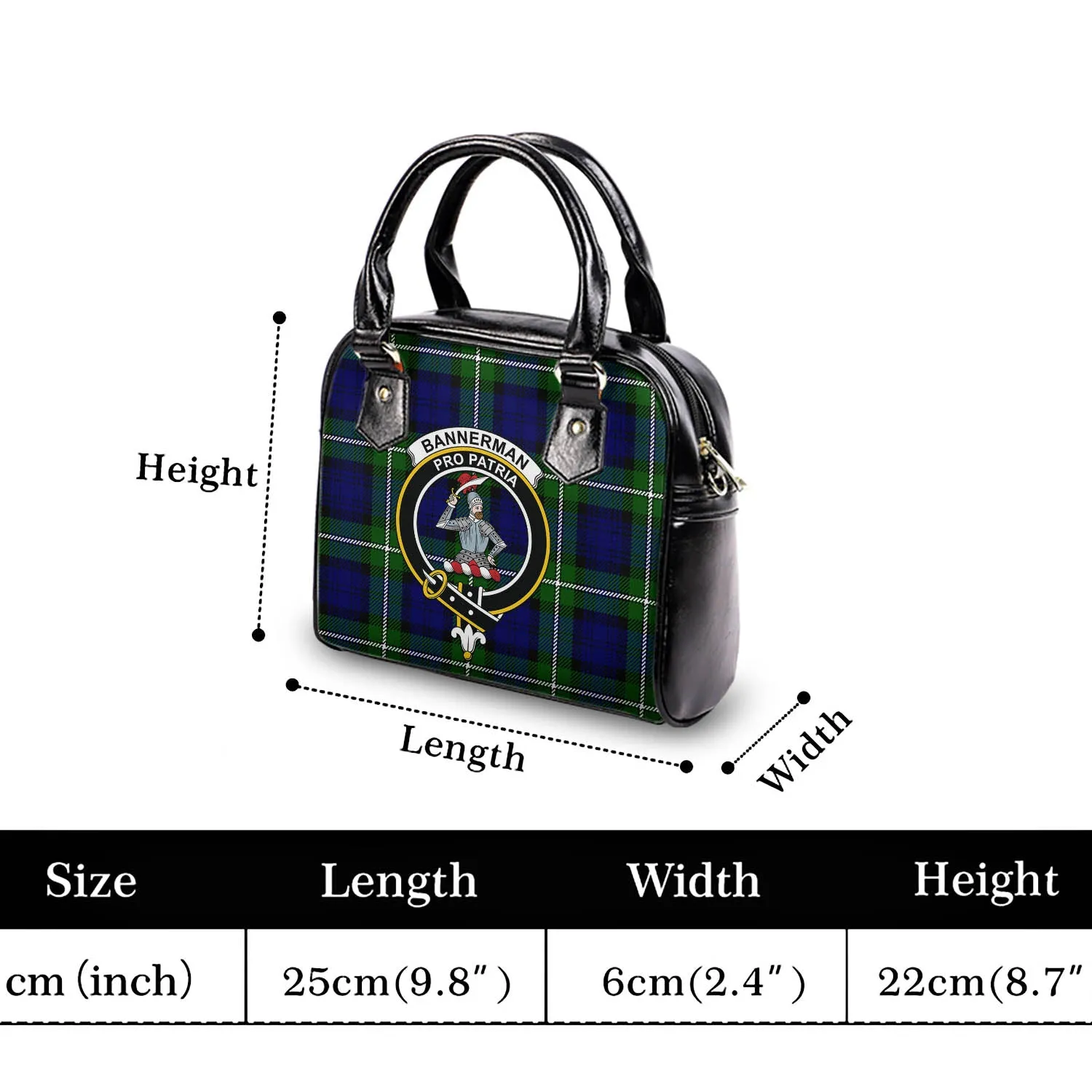 Bannerman Tartan Shoulder Handbags with Family Crest