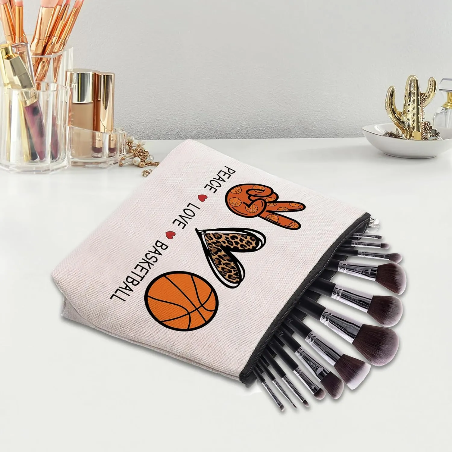 Basketball Gifts for Women - Cosmetic Bag Gifts for Players, Fans & Friends - Travel Makeup Pouch