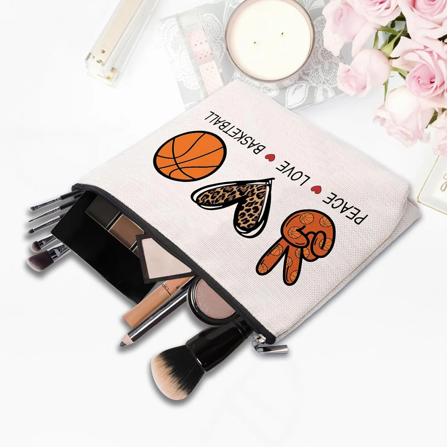 Basketball Gifts for Women - Cosmetic Bag Gifts for Players, Fans & Friends - Travel Makeup Pouch