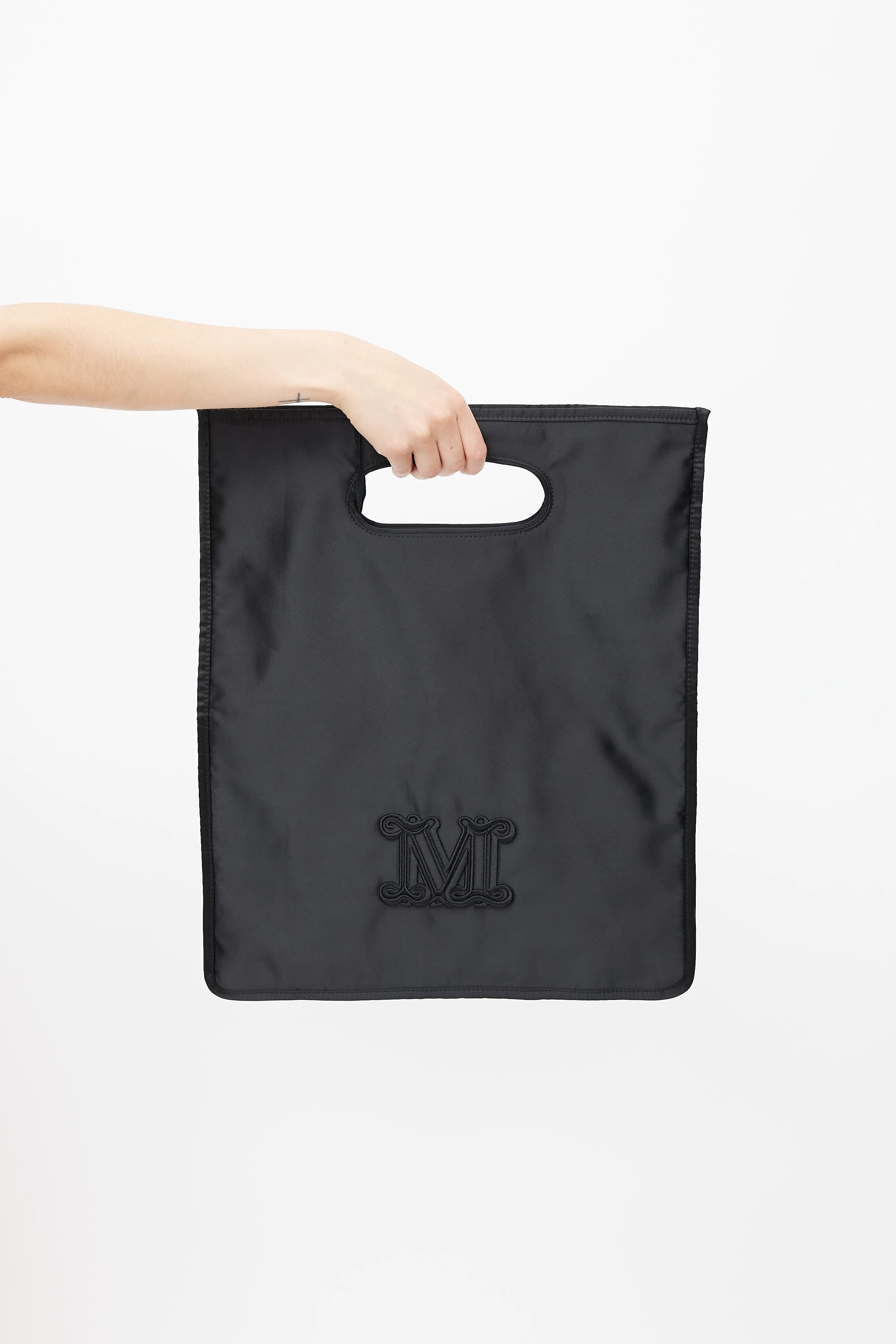 Black Satin Logo Tote