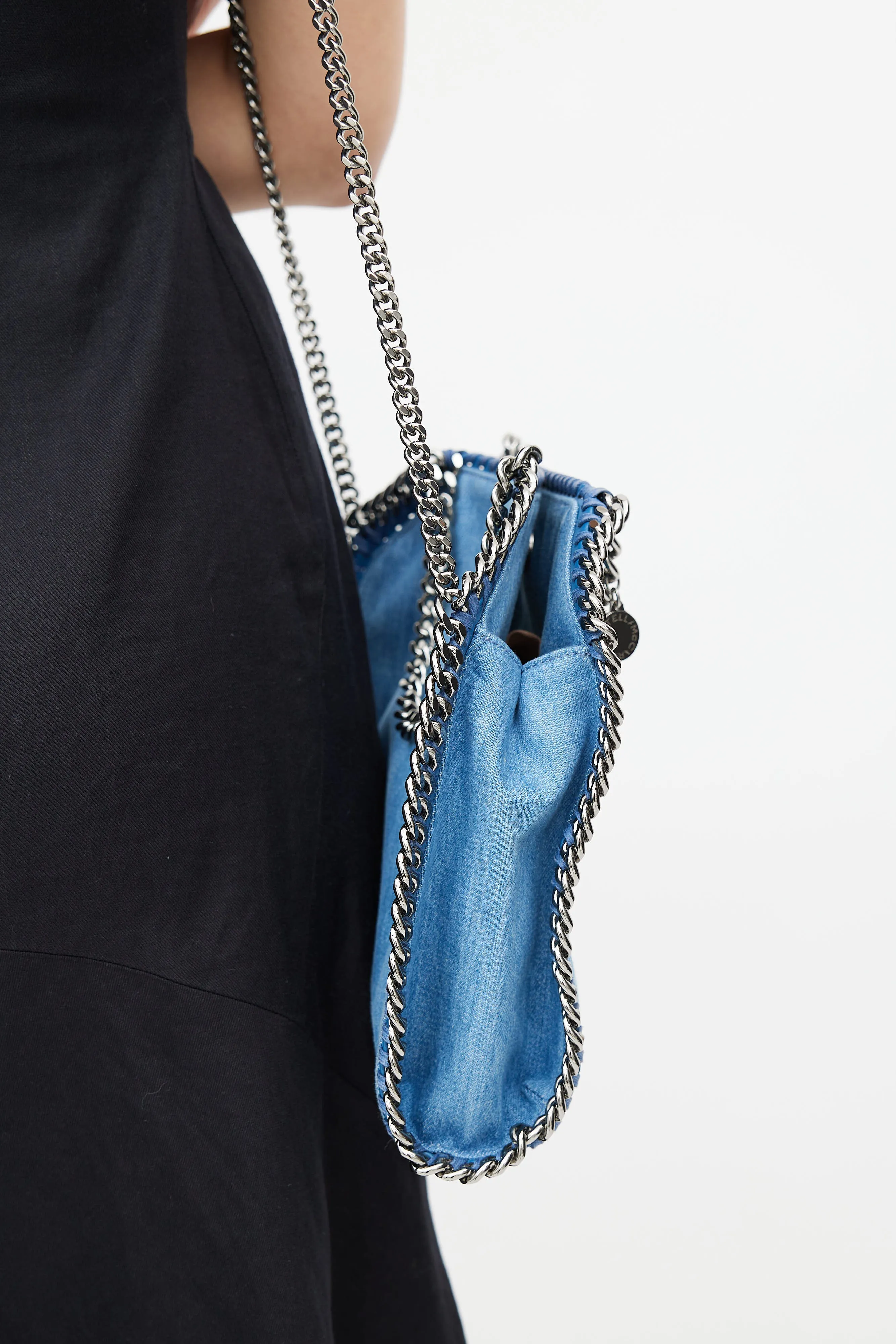 Blue Denim Embroidered Falabella Crossbody Bag