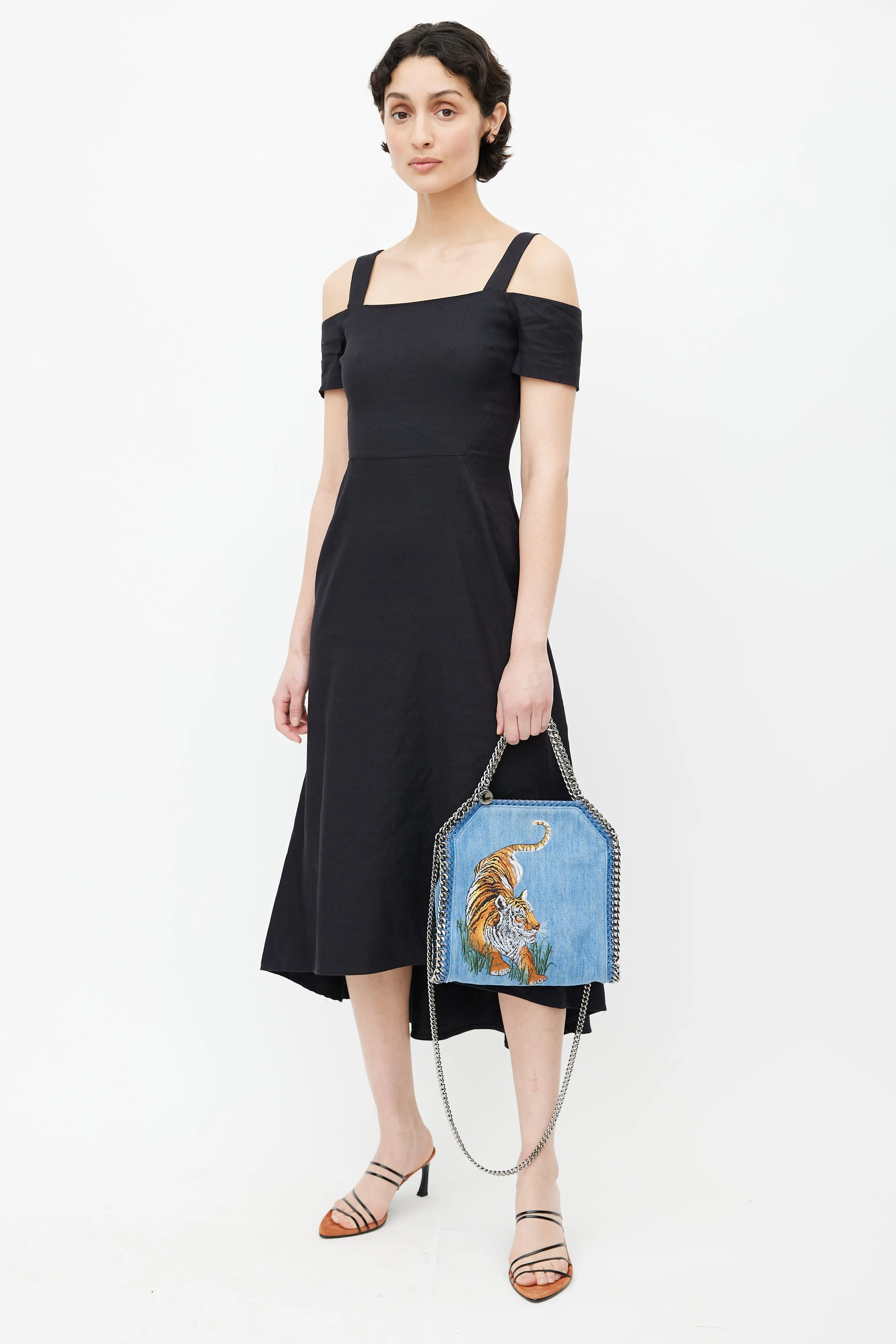 Blue Denim Embroidered Falabella Crossbody Bag