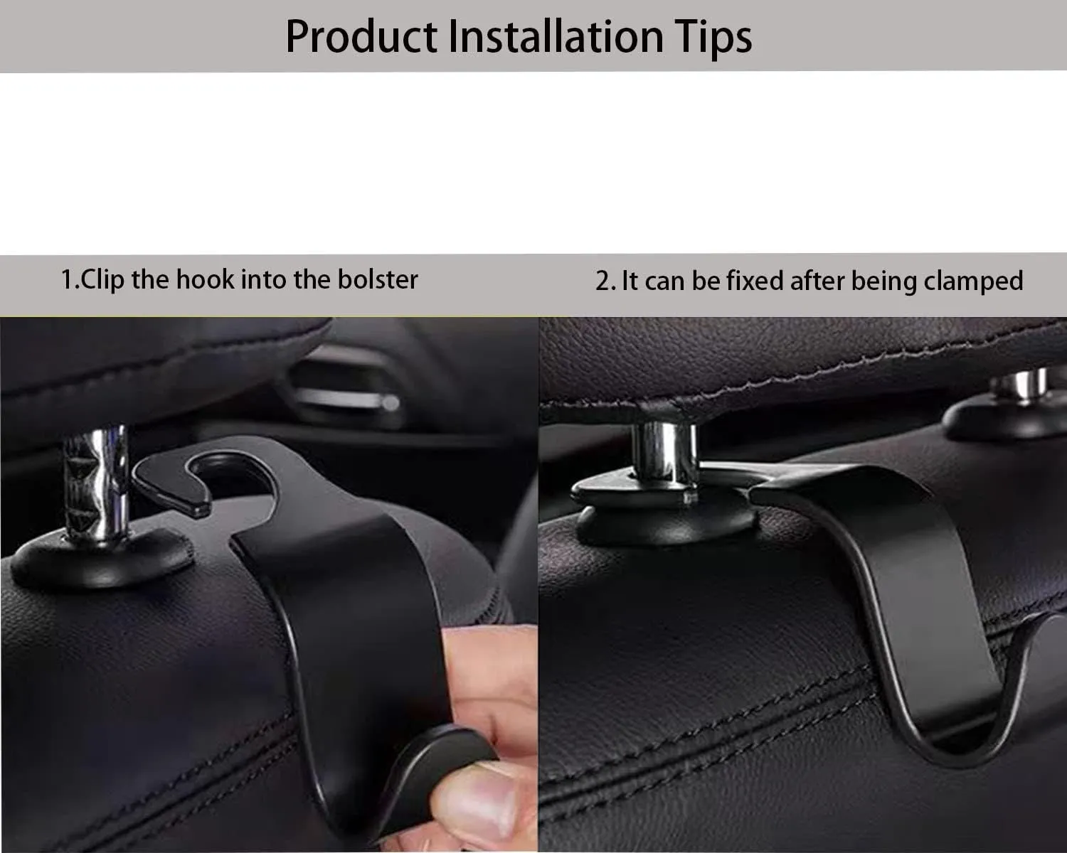 Car Hooks for Back Seat 4 Pack,Car Seat Headrest Hooks,Car Hook for Universal Vehicle Car Black