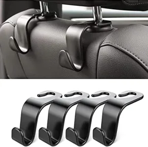Car Hooks for Back Seat 4 Pack,Car Seat Headrest Hooks,Car Hook for Universal Vehicle Car Black