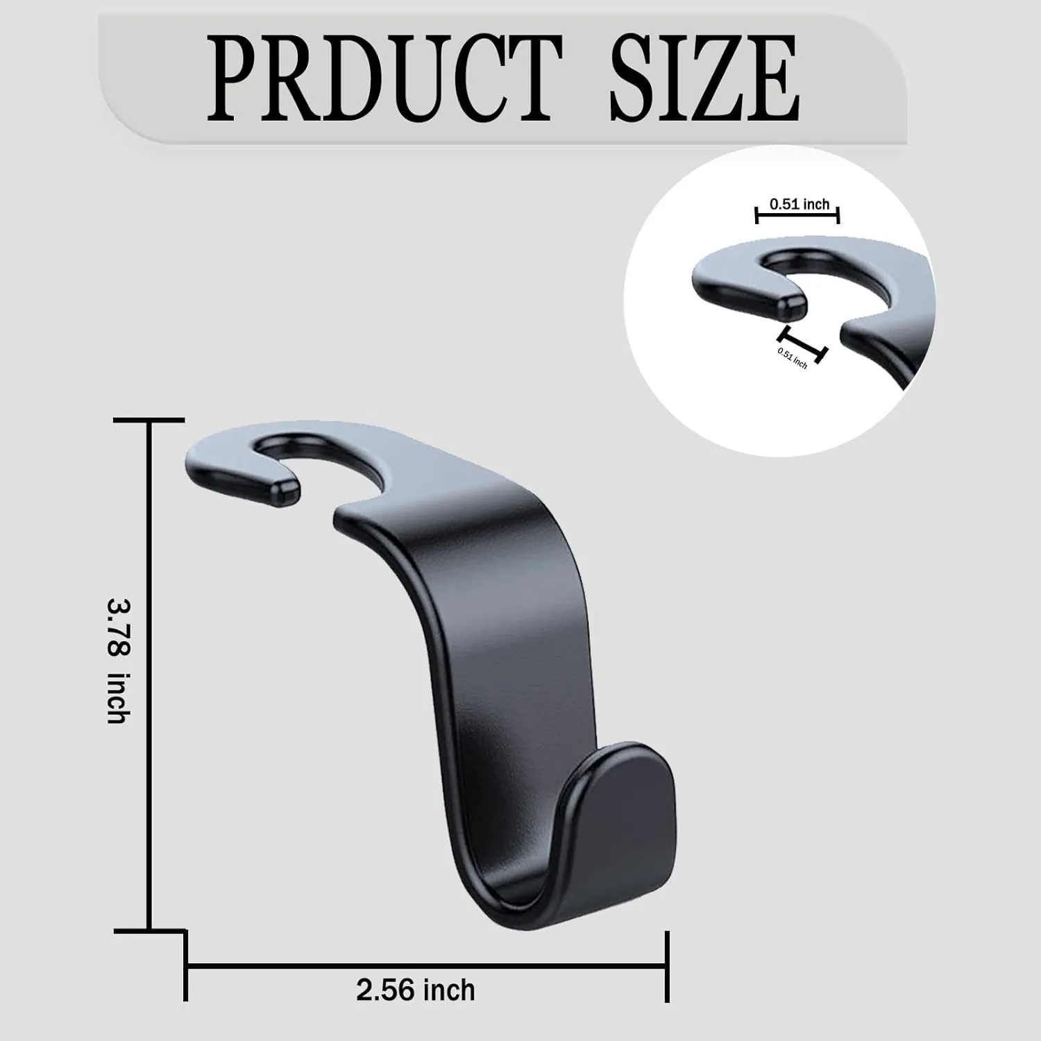 Car Hooks for Back Seat 4 Pack,Car Seat Headrest Hooks,Car Hook for Universal Vehicle Car Black