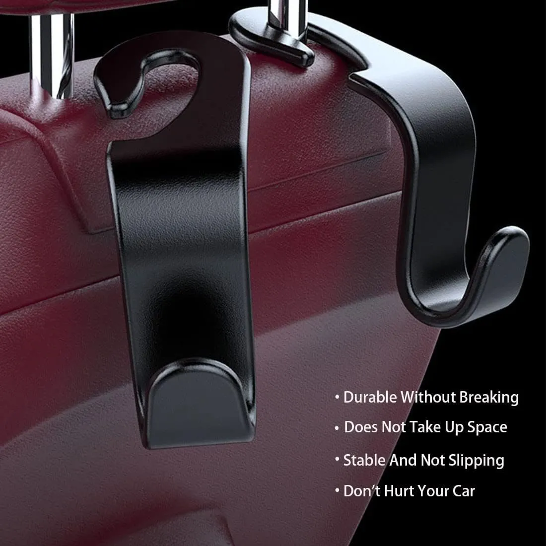 Car Hooks for Back Seat 4 Pack,Car Seat Headrest Hooks,Car Hook for Universal Vehicle Car Black