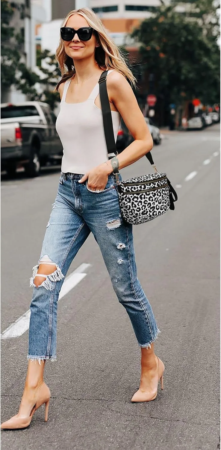 Checkered Crossbody Bag for Women Fanny Packs Shoulder Bum Bag Hobo Purses Handbags for Travel
