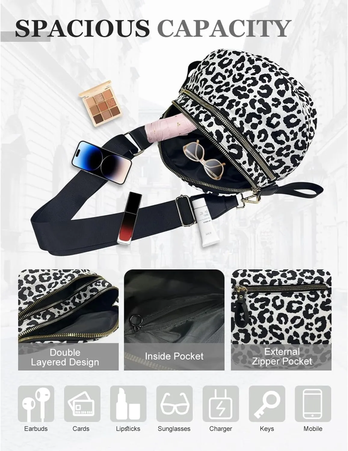 Checkered Crossbody Bag for Women Fanny Packs Shoulder Bum Bag Hobo Purses Handbags for Travel