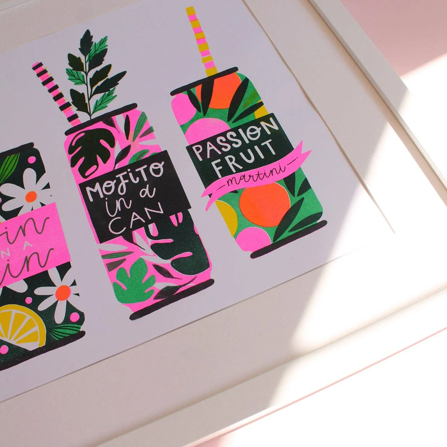 Cocktail Tins Risograph Print