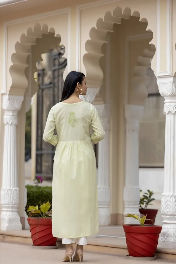 Cotton Mint Green Embroidered Chikankari Suit Set with Dupatta