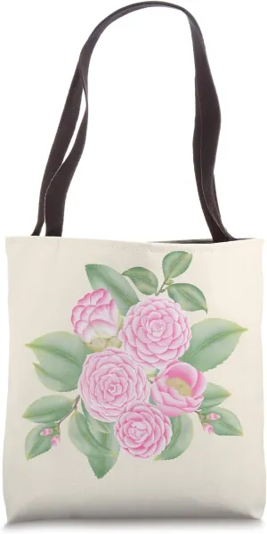 Cute pink camellia flower botanical plant print for girl Tote Bag