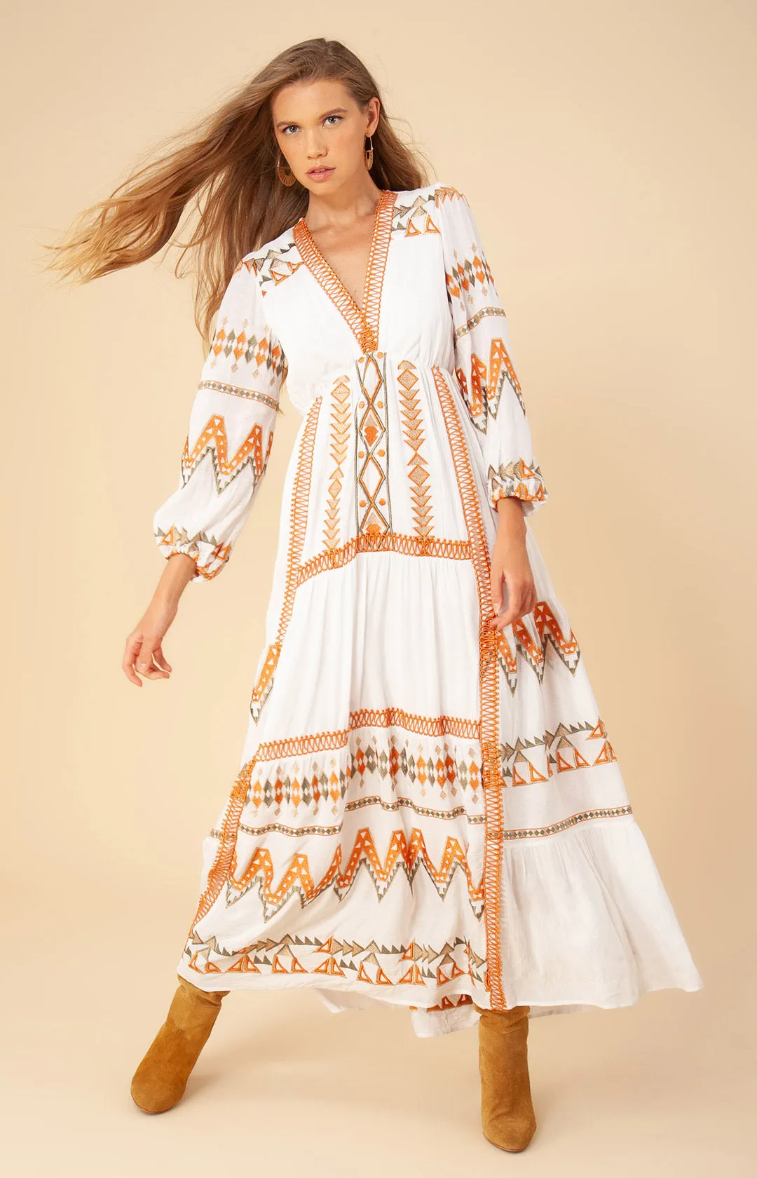 Fallin Embroidered Maxi Dress