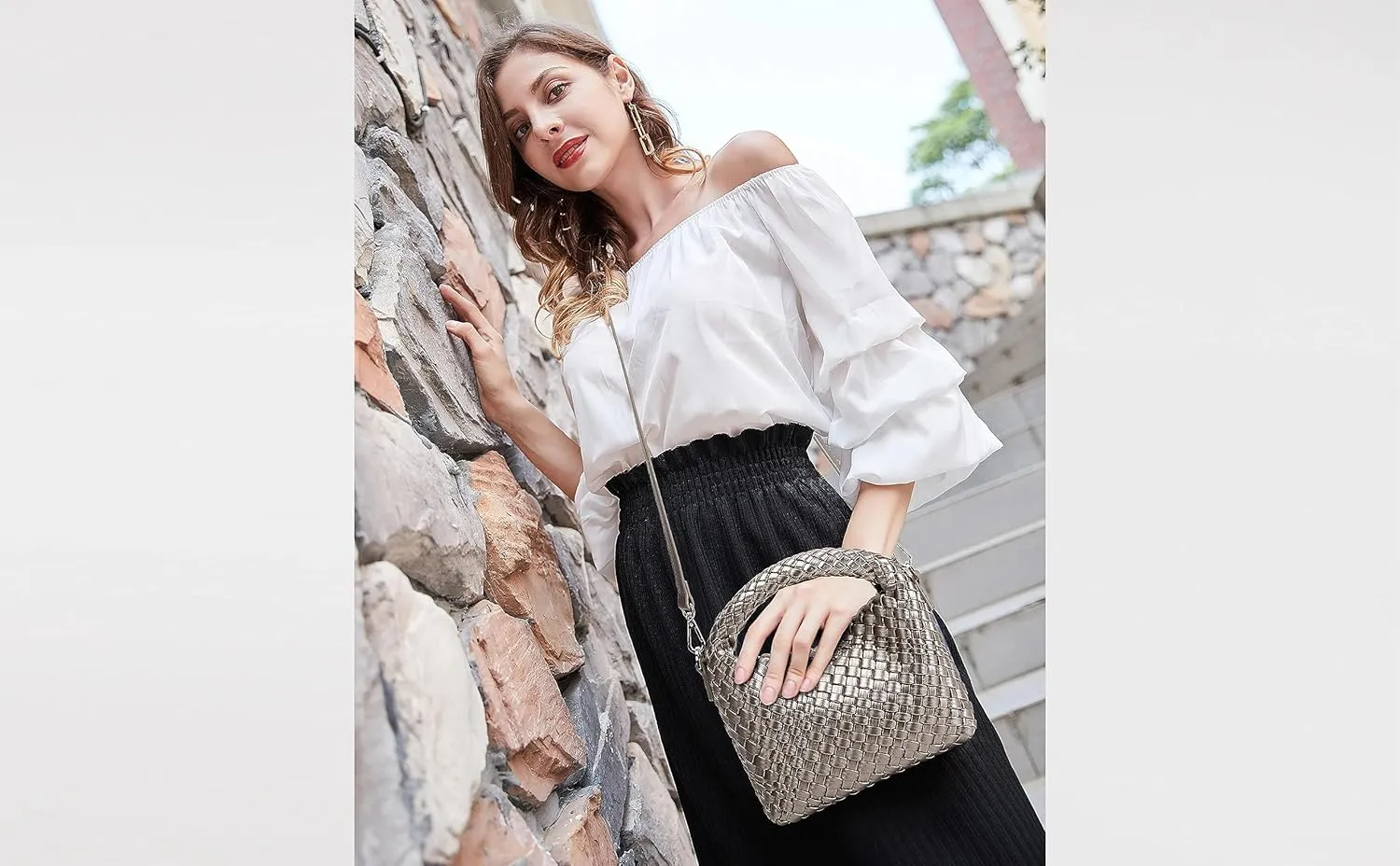 Fashion Small Woven Bag for Women, Handmade MINI HOBO Tote Bag Crossbody Handbag Travel Summer Beach Bag