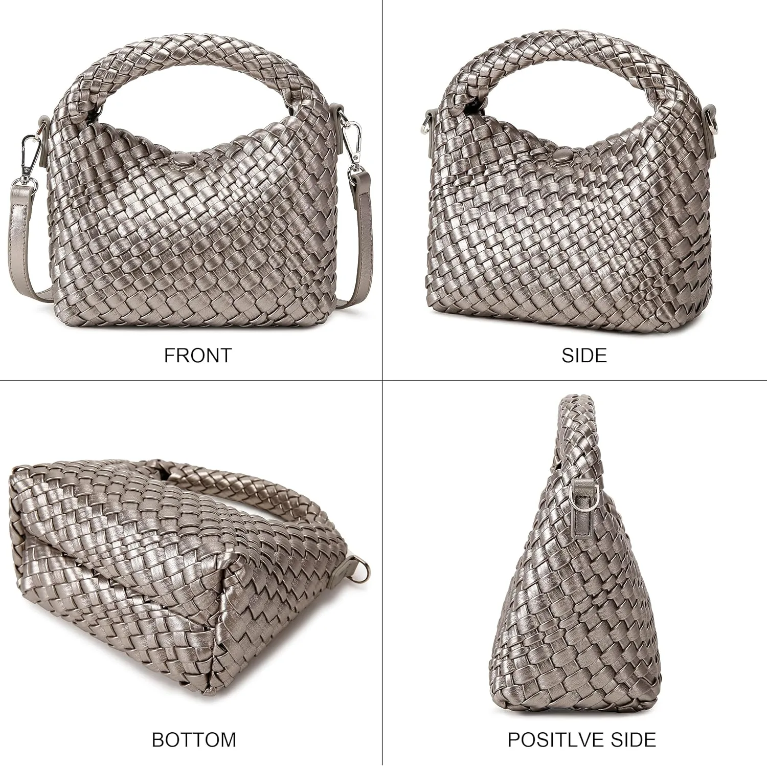 Fashion Small Woven Bag for Women, Handmade MINI HOBO Tote Bag Crossbody Handbag Travel Summer Beach Bag