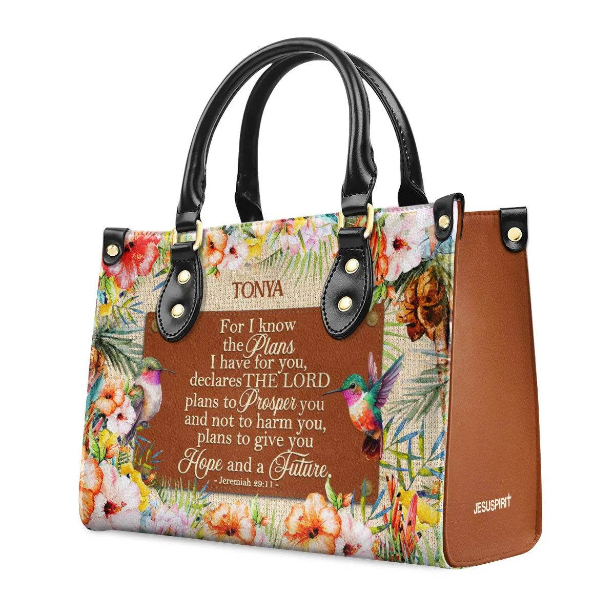For I Know The Plans I Have For You Custom Name Leather Handbags For Women