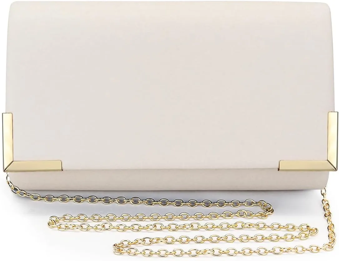 FuninCrea Clutch Purses for Women Elegant Evening Bag with 100cm Removable Chain, Flapover Shoulder Bag Women's Handbags