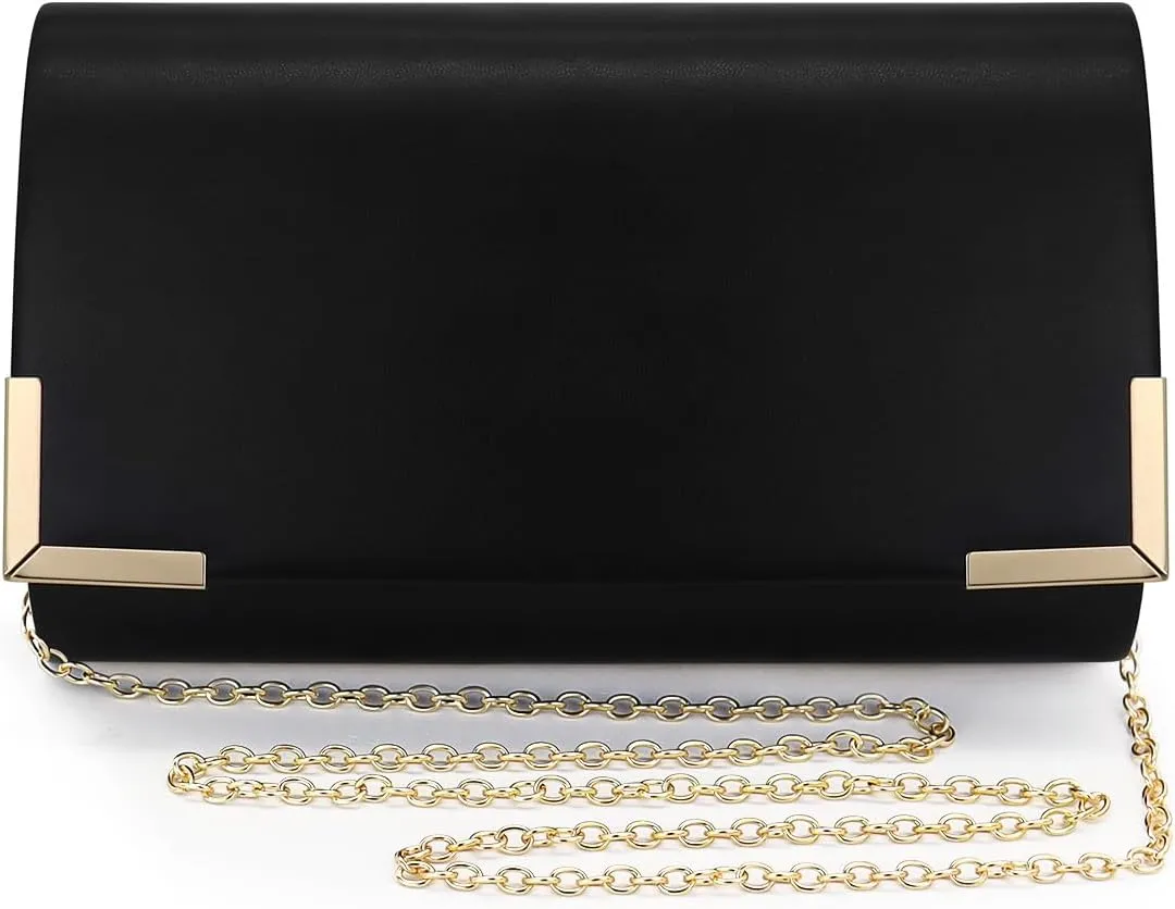 FuninCrea Clutch Purses for Women Elegant Evening Bag with 100cm Removable Chain, Flapover Shoulder Bag Women's Handbags