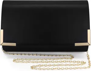 FuninCrea Clutch Purses for Women Elegant Evening Bag with 100cm Removable Chain, Flapover Shoulder Bag Women's Handbags