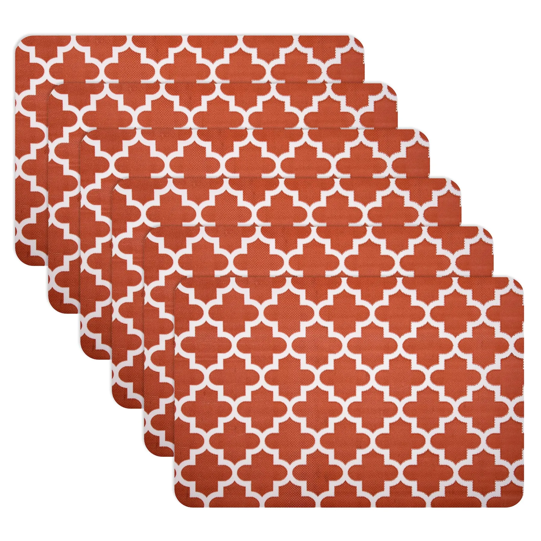 Heart Home Placemat | Placemats for Dining Room | Anti-Slip Table Mat Set | Placemats for Kitchen Table | Dining Table Placemats | Hexagon-Design Placemat | 6 Piece Set | Red