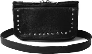 HL80151STUD Women's Black Studded Hip Bag  Trendy & Edgy Accessory