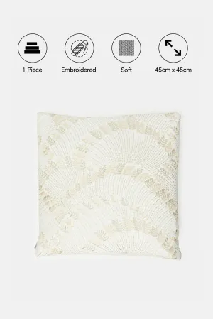 Ivory And Gold Leaves Embroidered Cushion
