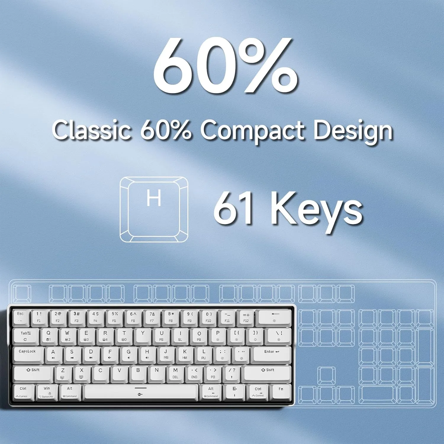KEMOVE K61SE Gaming Mechanical Keyboard, 60 Percent Wired RGB Backlit N-Key Rollover Compact Mini 61 Keys Keyboard for PC Laptop, Blue Switch