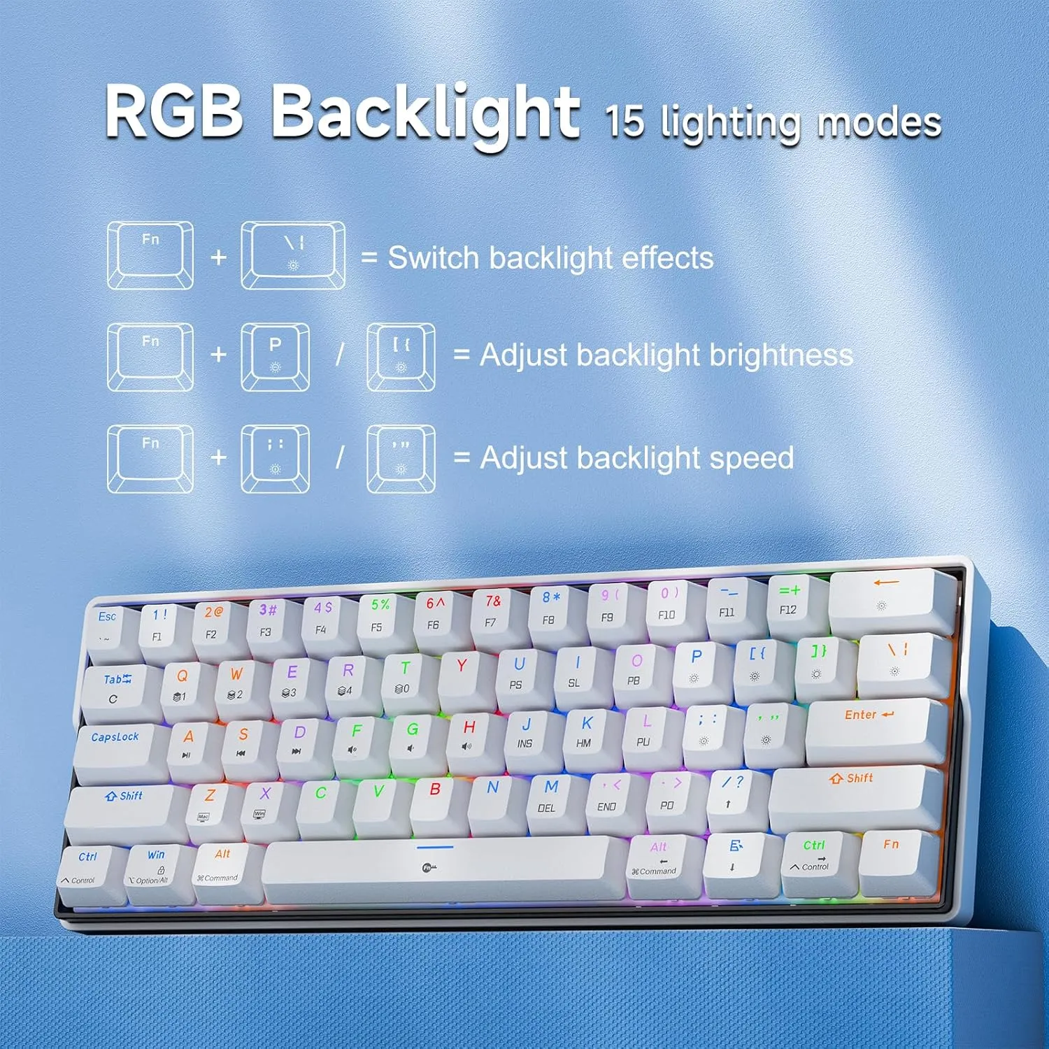 KEMOVE K61SE Gaming Mechanical Keyboard, 60 Percent Wired RGB Backlit N-Key Rollover Compact Mini 61 Keys Keyboard for PC Laptop, Blue Switch