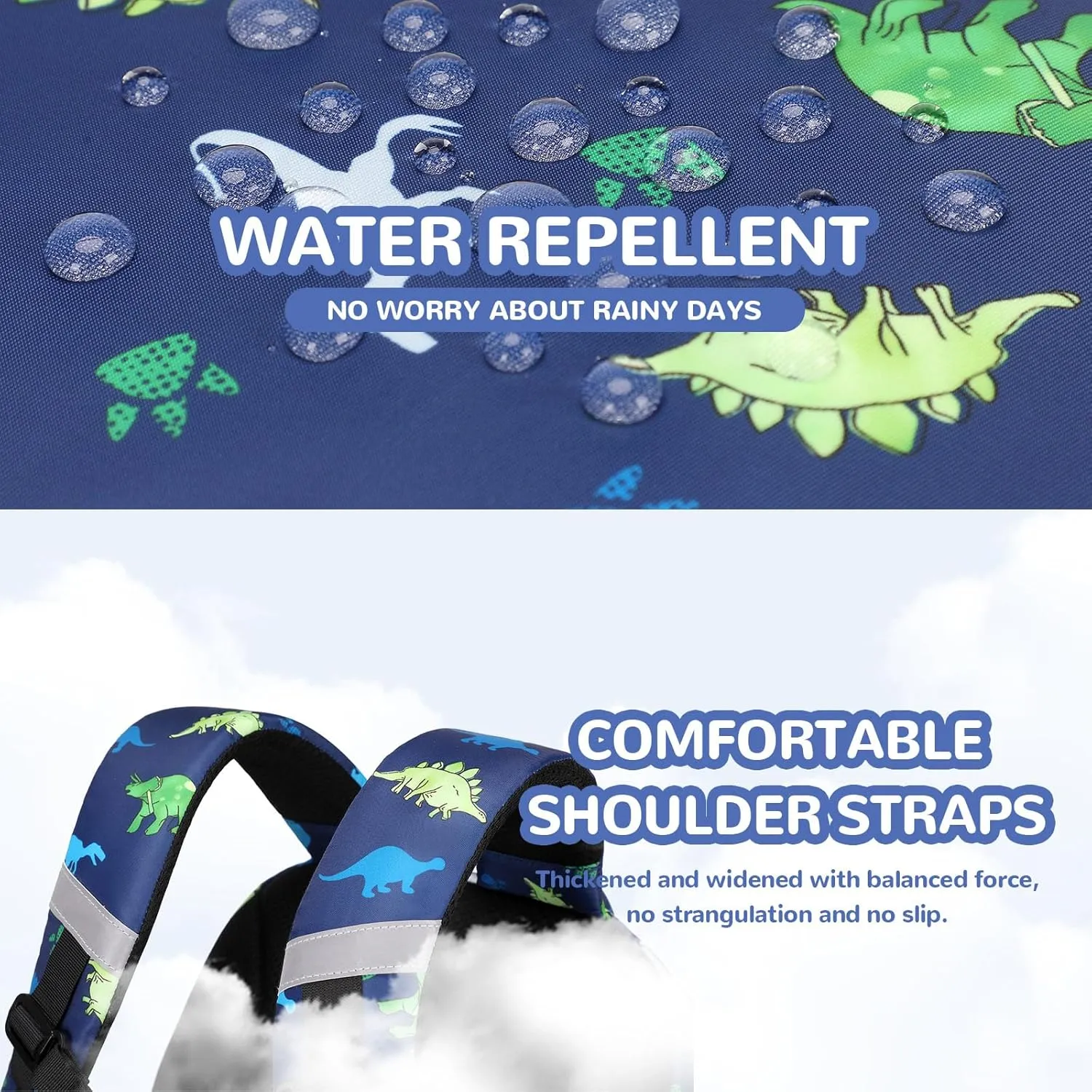 Kids Backpacks for Boys, Blue Dinosaurs Elementary School Backpack, Lightweight Water Resistant Kindergarten Bookbag