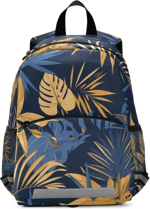 KLL Boys Backpack, Blue and Yellow Theme Plants Hawaiian, Water Resistant Bookbag Cute Travel Outdoor Daypack