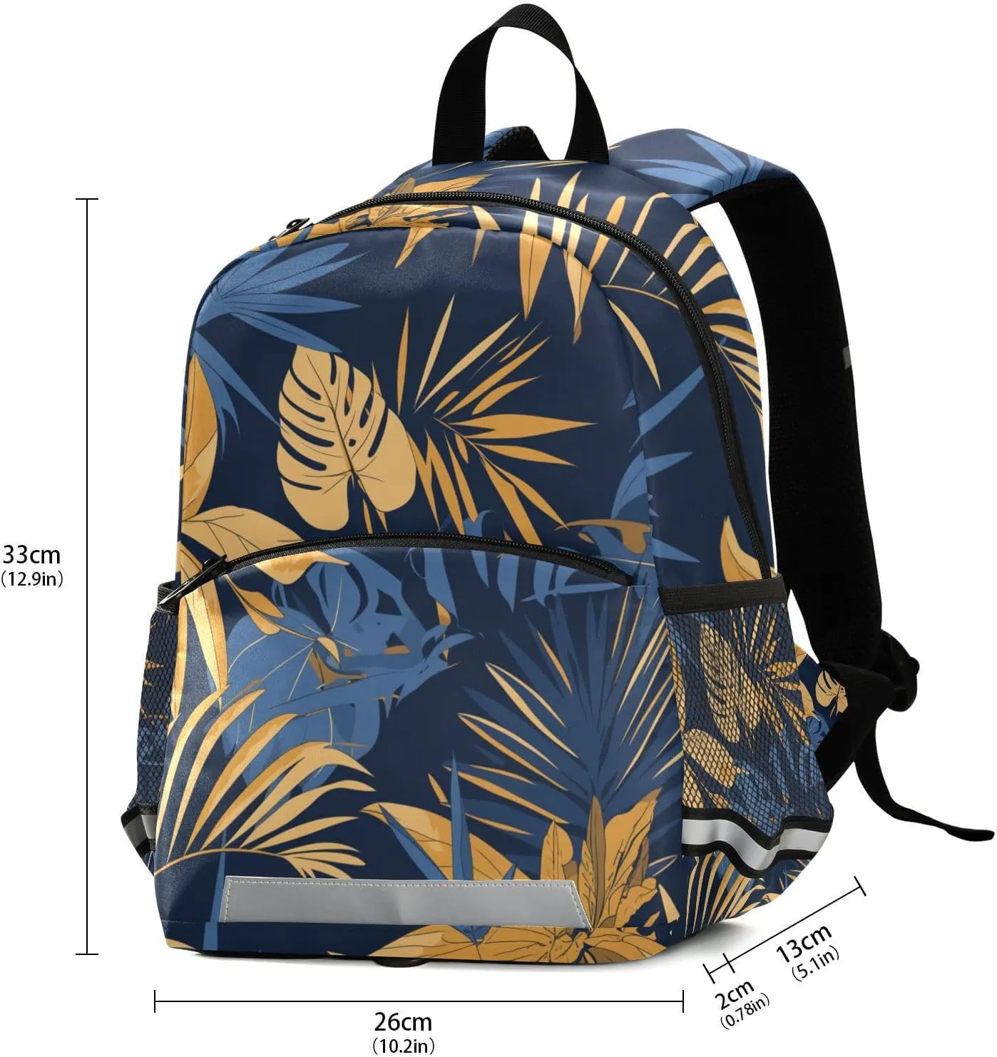 KLL Boys Backpack, Blue and Yellow Theme Plants Hawaiian, Water Resistant Bookbag Cute Travel Outdoor Daypack