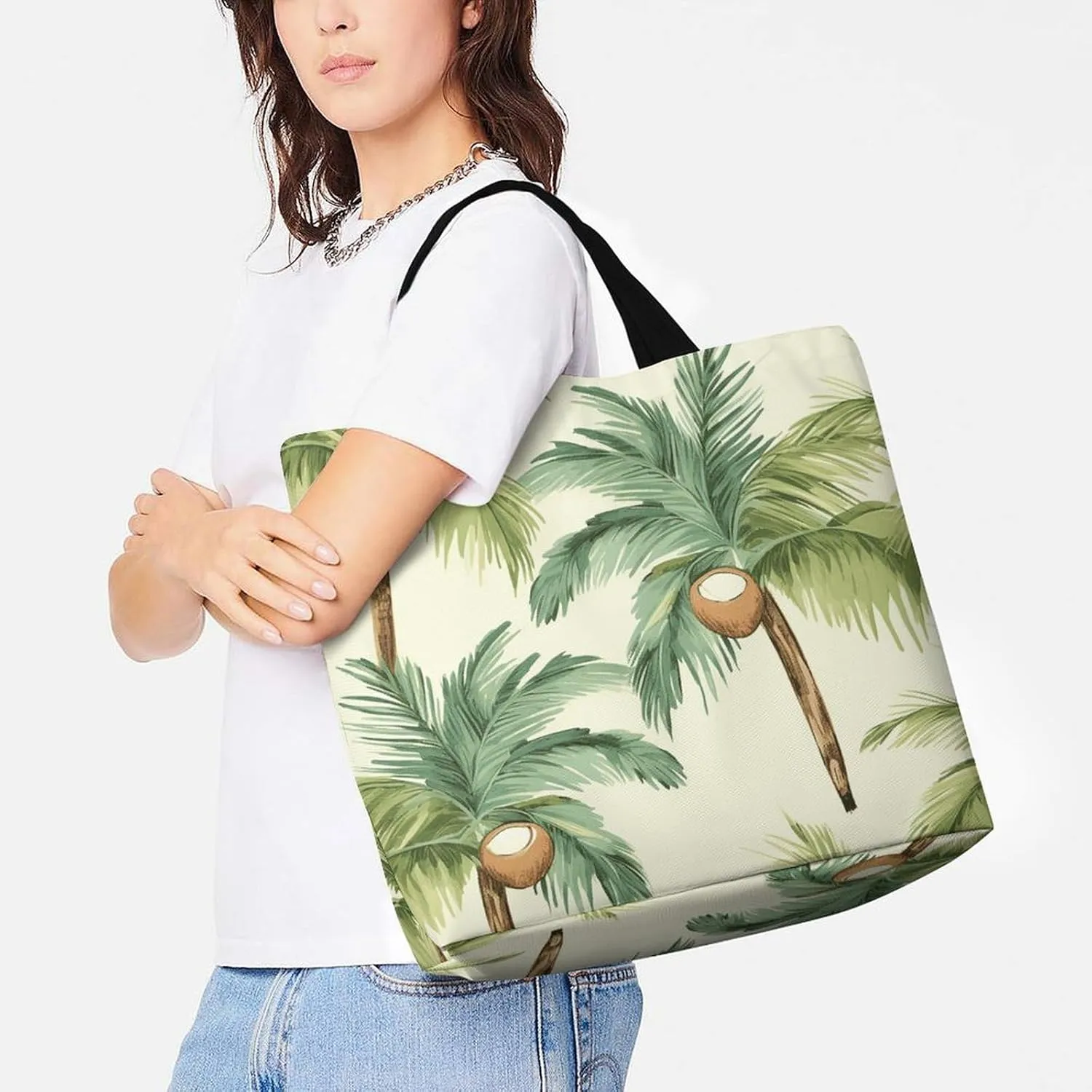 Large Capacity Shoulder Bag Tote Bags Summer Watermelon Print Grocery Handbags Portable Reusable Casual Shopping