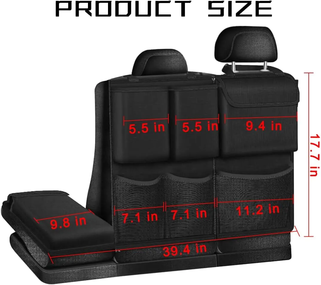 Mandark Car Trunk Organizer, Detachable Vehicle Seatback Hanging Storage Container with Zippers, Large Capacity Waterproof Auto Seat Back Trunk Bag Accessories, Universal for Most Vehicles (Black)