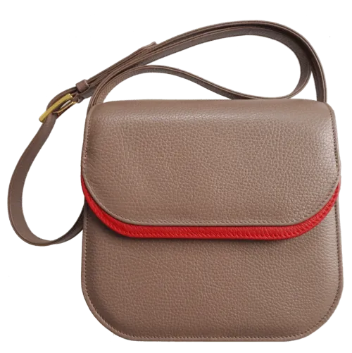 Midi Shoulder Bag Taupe-Red