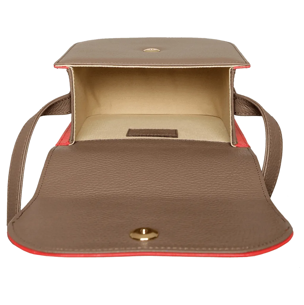Midi Shoulder Bag Taupe-Red