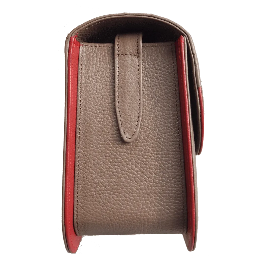 Midi Shoulder Bag Taupe-Red