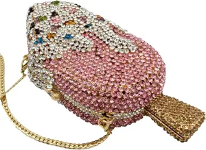 Novelty Popsicle Crystal Clutch Bag Women Icecream Evening Handbags Bridal Party Rhinestone Clutch Purse Prom Bag,Mini