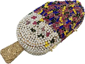 Novelty Popsicle Crystal Clutch Bag Women Icecream Evening Handbags Bridal Party Rhinestone Clutch Purse Prom Bag,Mini