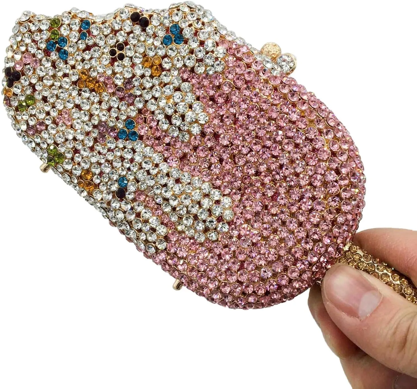 Novelty Popsicle Crystal Clutch Bag Women Icecream Evening Handbags Bridal Party Rhinestone Clutch Purse Prom Bag,Mini
