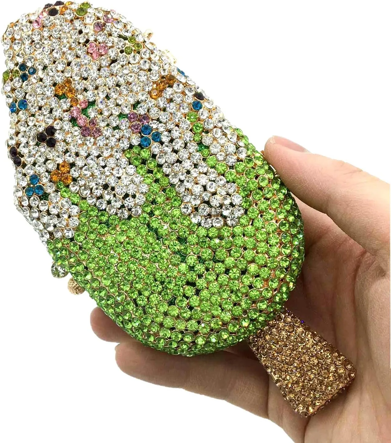 Novelty Popsicle Crystal Clutch Bag Women Icecream Evening Handbags Bridal Party Rhinestone Clutch Purse Prom Bag,Mini
