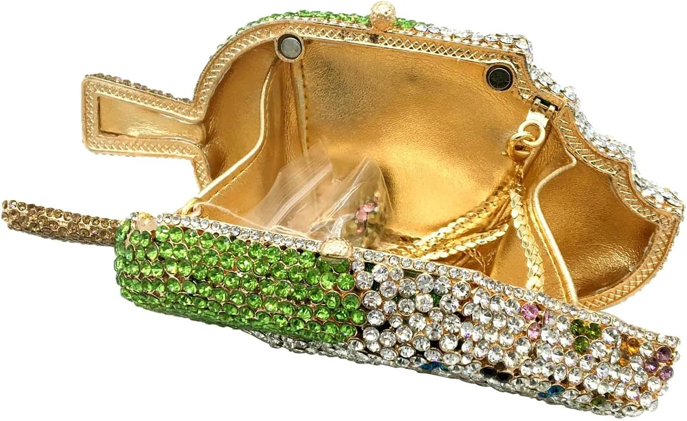 Novelty Popsicle Crystal Clutch Bag Women Icecream Evening Handbags Bridal Party Rhinestone Clutch Purse Prom Bag,Mini