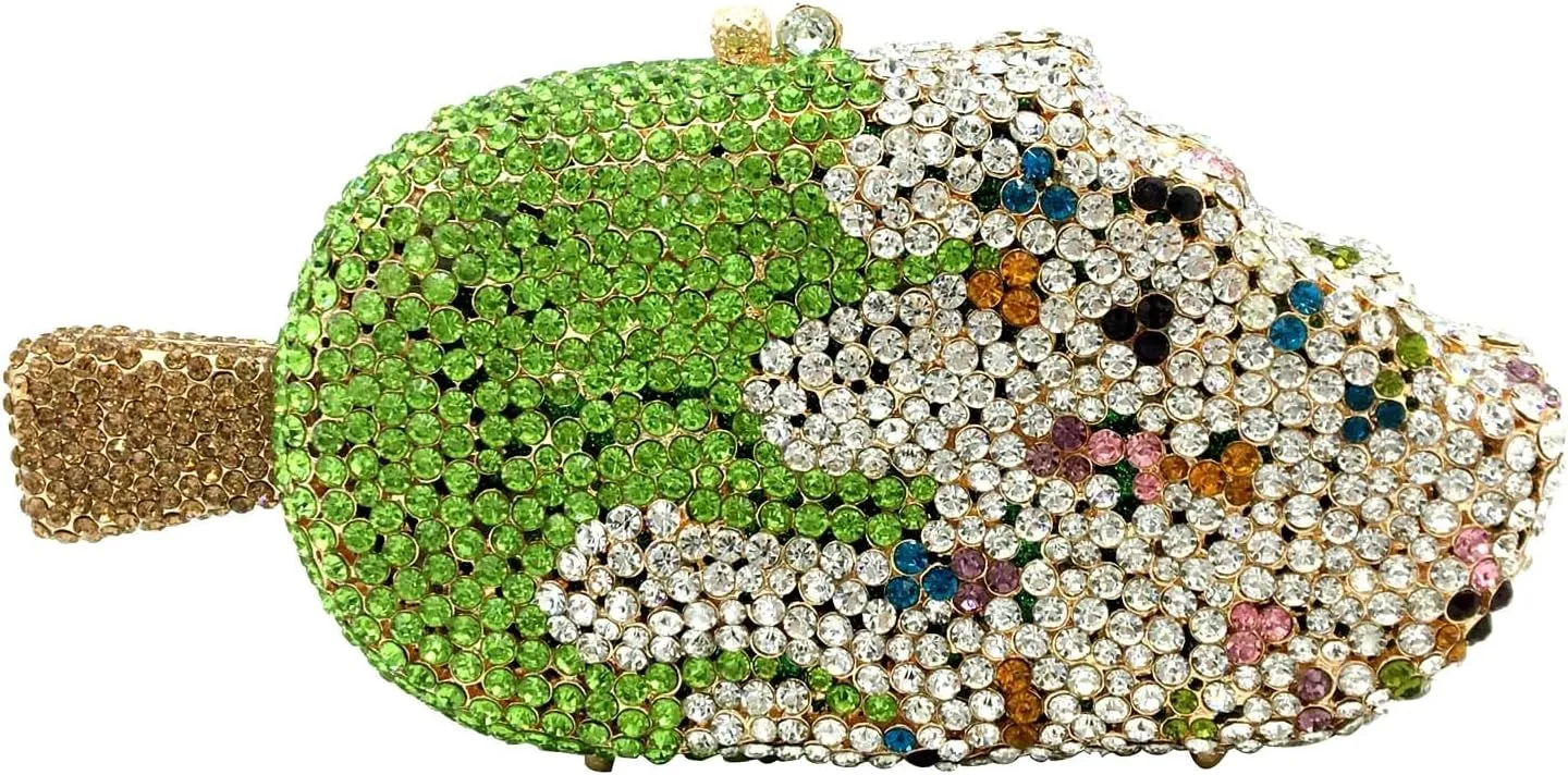 Novelty Popsicle Crystal Clutch Bag Women Icecream Evening Handbags Bridal Party Rhinestone Clutch Purse Prom Bag,Mini